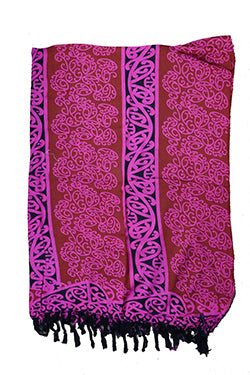 BANS103 Sarong kowhaiwhai rayon brown & pink