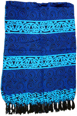 BANS104 Sarong spiral/koru rayon blue