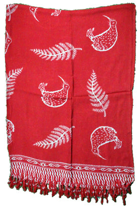 BANS111 Sarong kiwi & fern red rayon