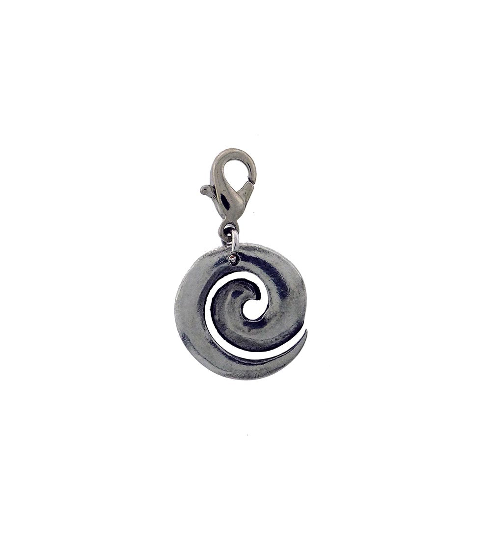 Charm pewter open spiral koru