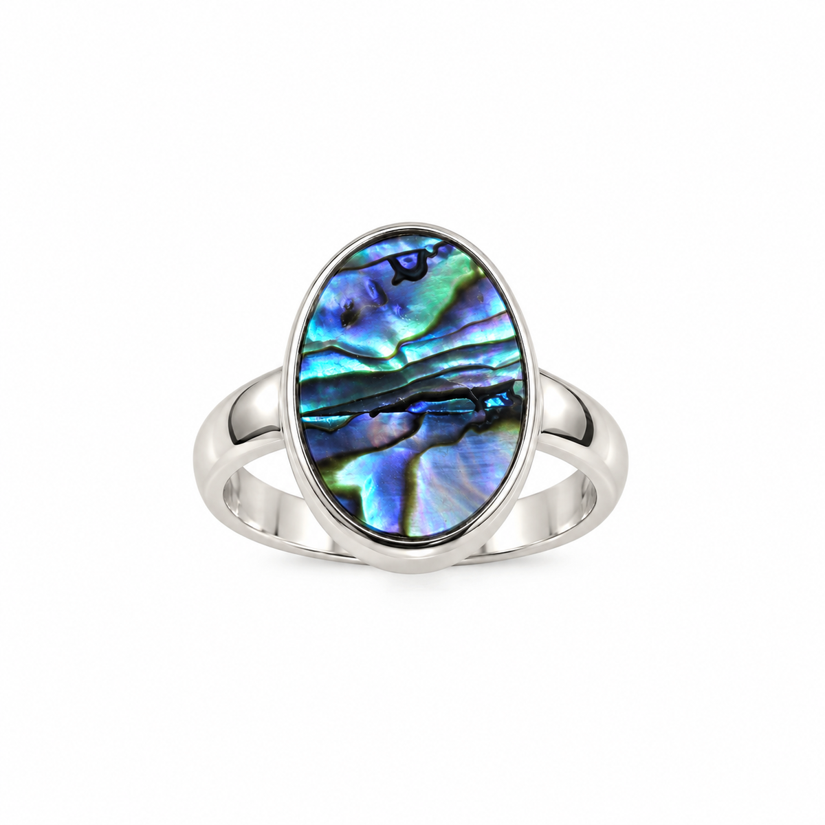 NZ Paua 18x13mm Ring Sterling Silver