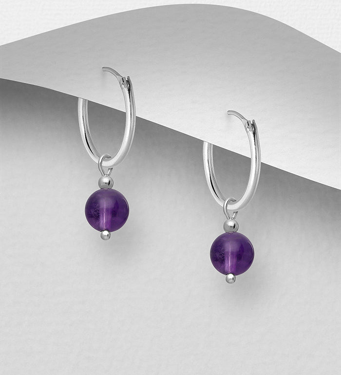 Amethyst 6mm bead on hoop