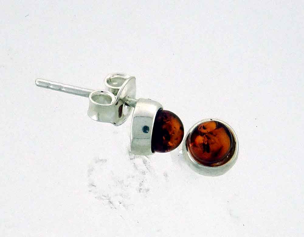 Baltic Amber 4mm Studs stg sil