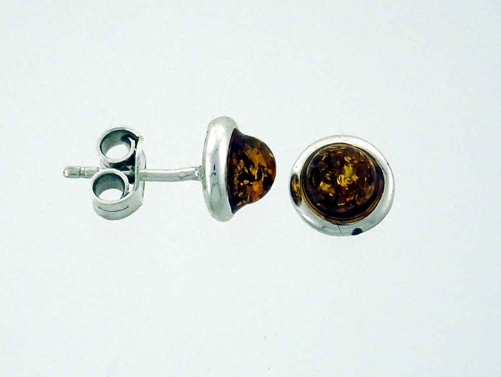 Baltic Amber Stud 6mm stg silv