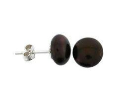 E/R Stud Pearl Blk 10-10.5mm