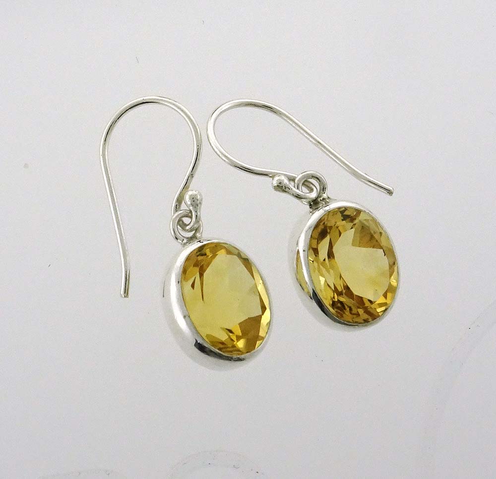 ECIT102 Citrine Faceted 10x8mm Oval Earring