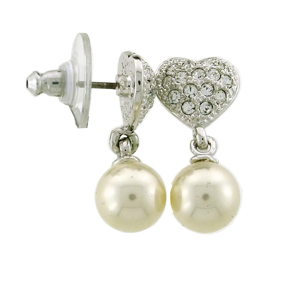 EF127 Earring Sparkle Heart & Pearl