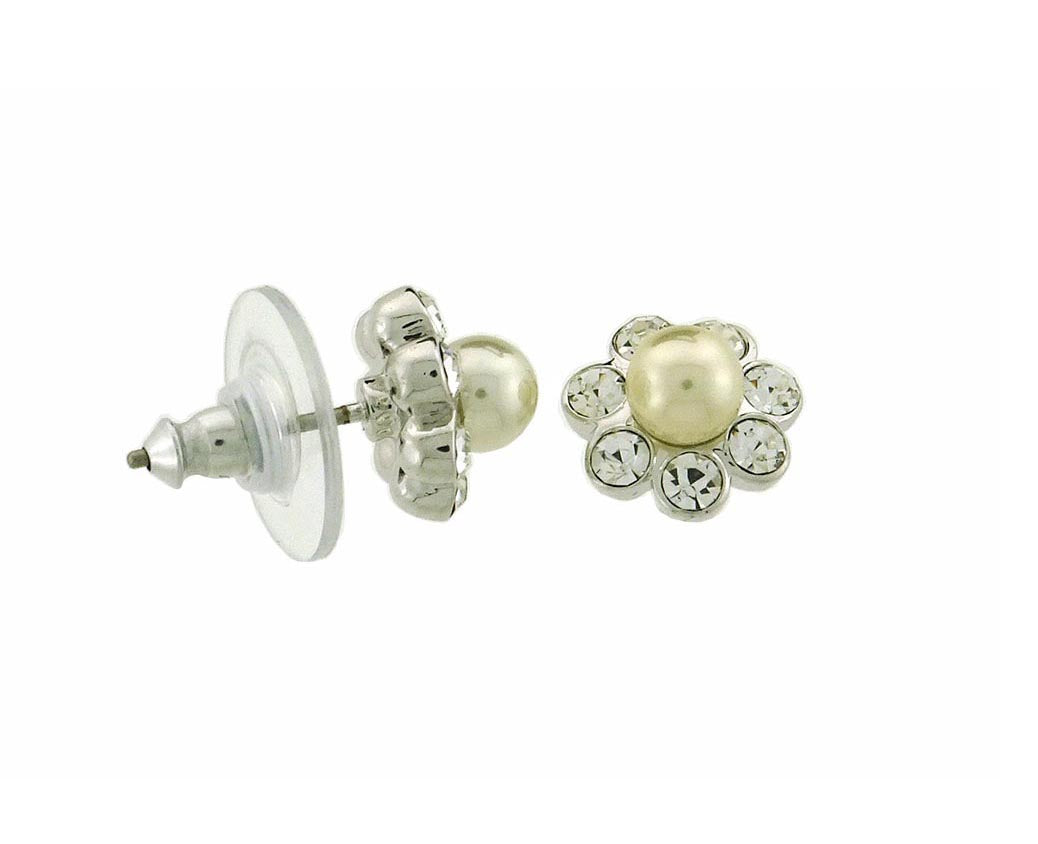 EF138 Earring stud crystal flower & pear