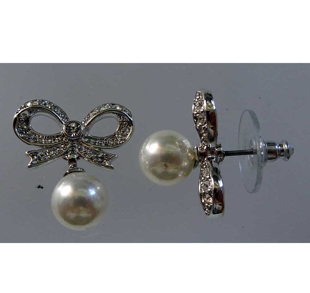 EF416 Earring stud large bow 8mm