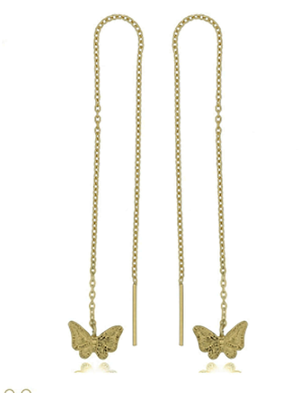 Earring Gold Plate Butterfly Thread 1 micron G P = E coat SALE