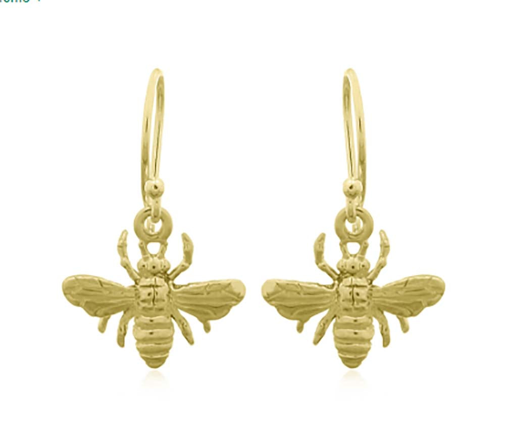 Honey Bee Earring Gold Plated 1 micron on stg silver + E coat 10x15mm