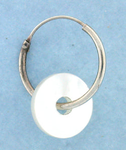 Earring MOP disc 10mm on hoop 16 x1.2mm
