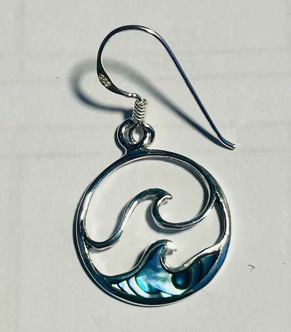 NZ Paua Wave Earring 15mm