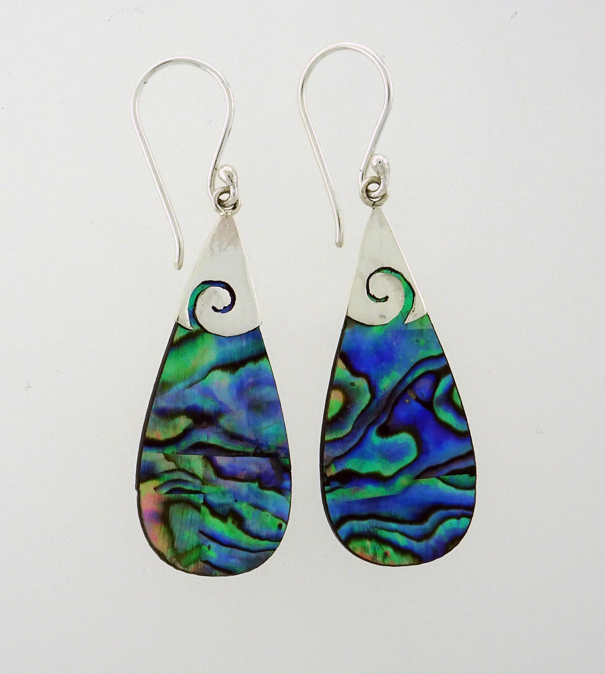 NZ Paua Teardrop shape 30x15mm Spiral Cap sterling silver