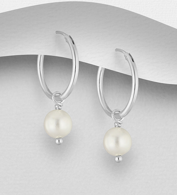 White Pearl 6mm bead on hoop