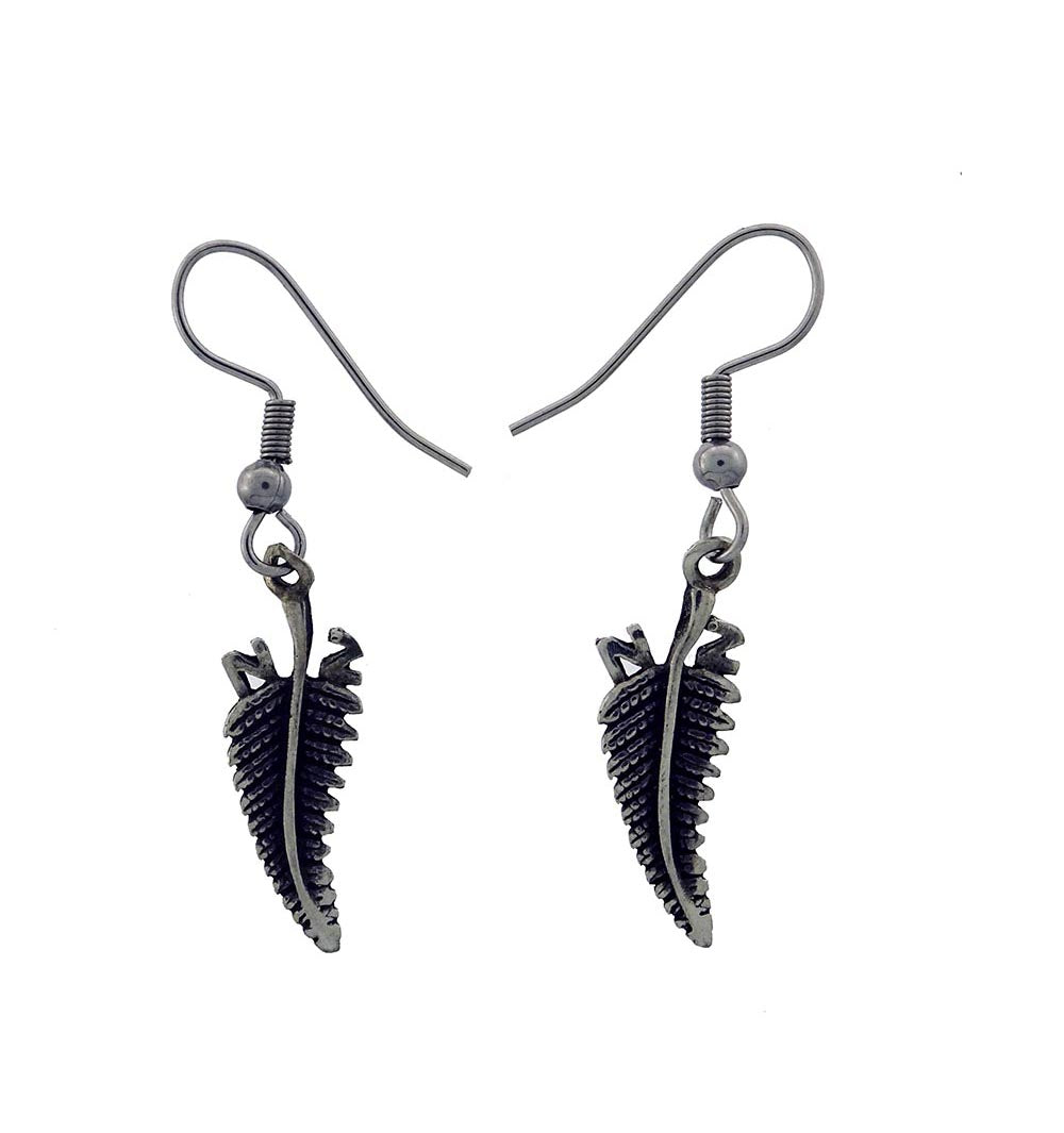 Pewter earrings fern
