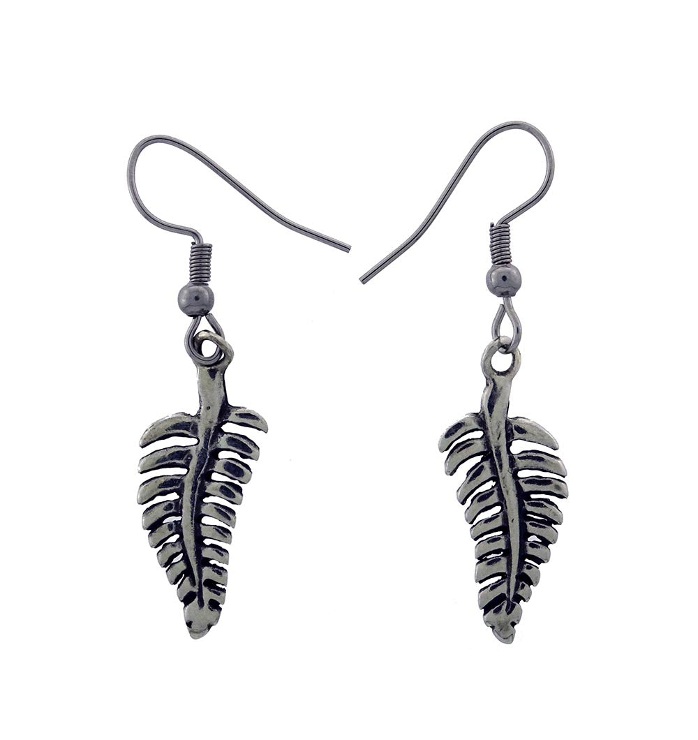 Pewter earrings fern