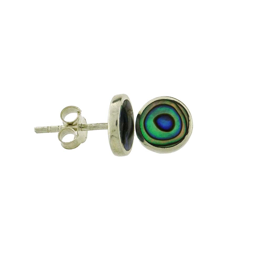 Paua stud earring round 7mm