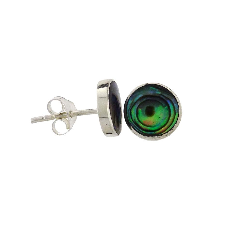Paua stud earring round 9mm