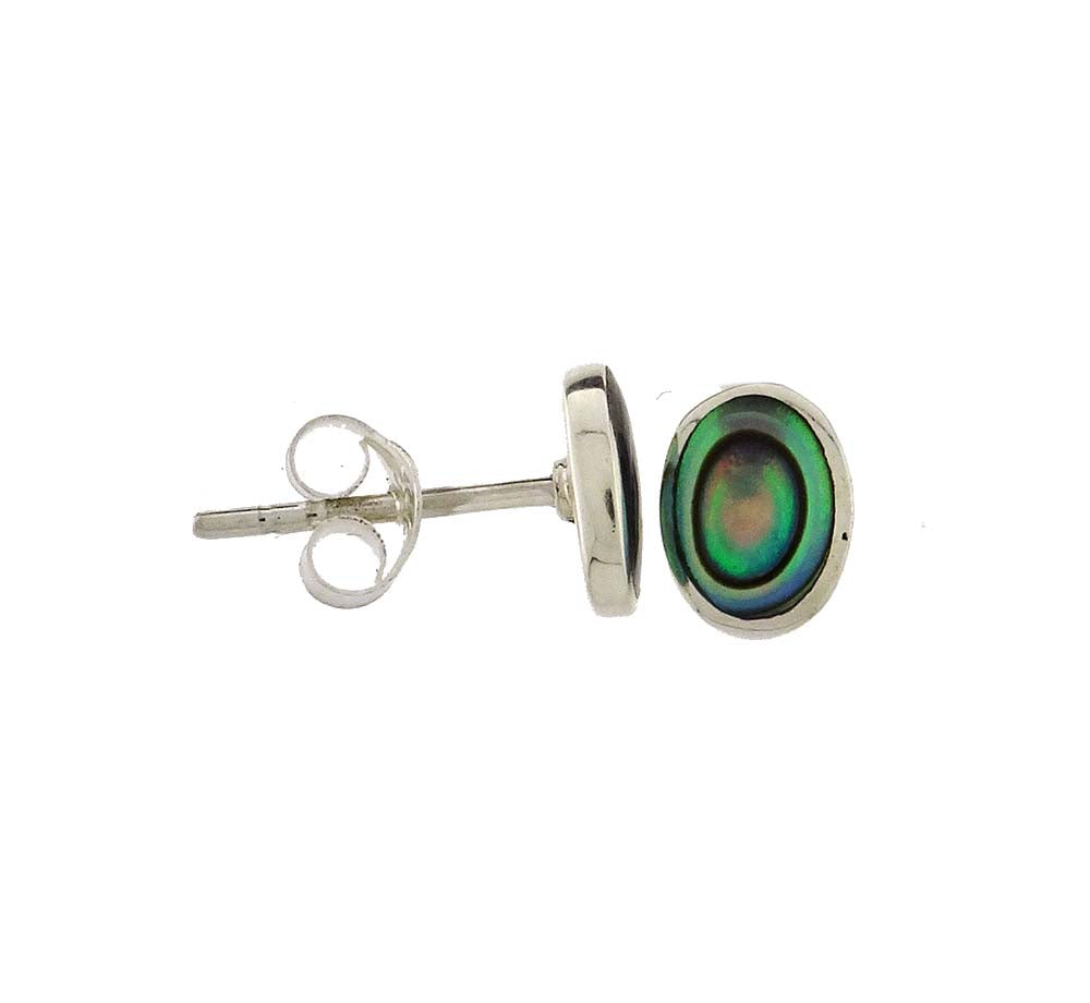 Paua stud earring oval