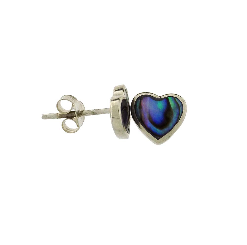 Paua stud earring heart