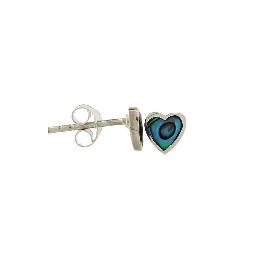 Paua stud earring heart