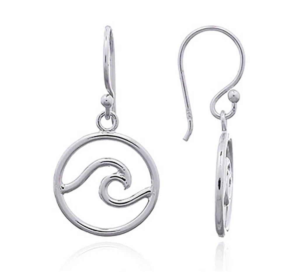 Earring Stg Silver Wave 19mm