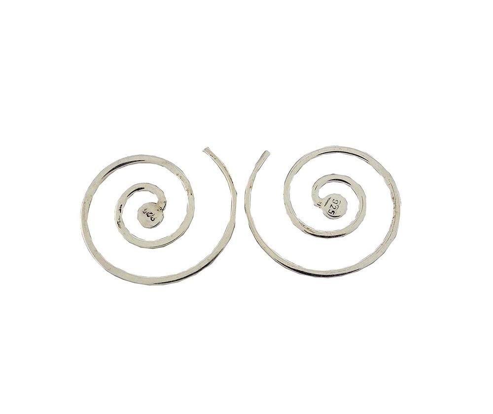 Silver earrings spiral