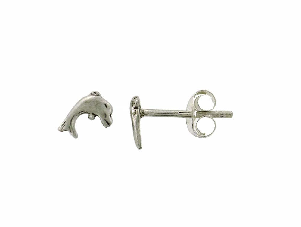 Tiny Dolphin Stud, Sterling Silver 6cm