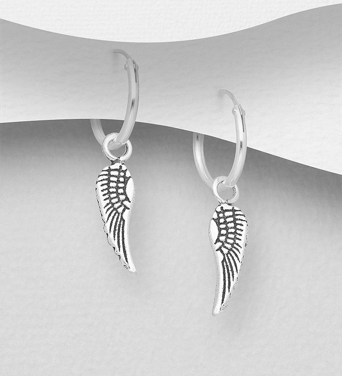 Angel wing on hoop earring