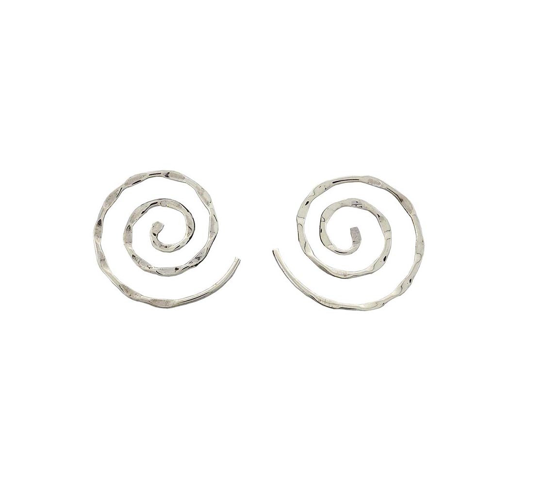 Silver earrings spiral