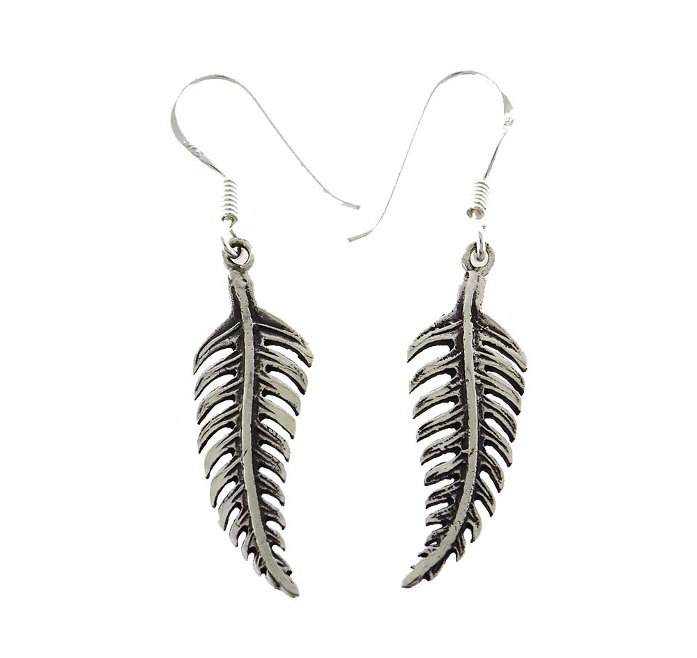 Silver earrings fern