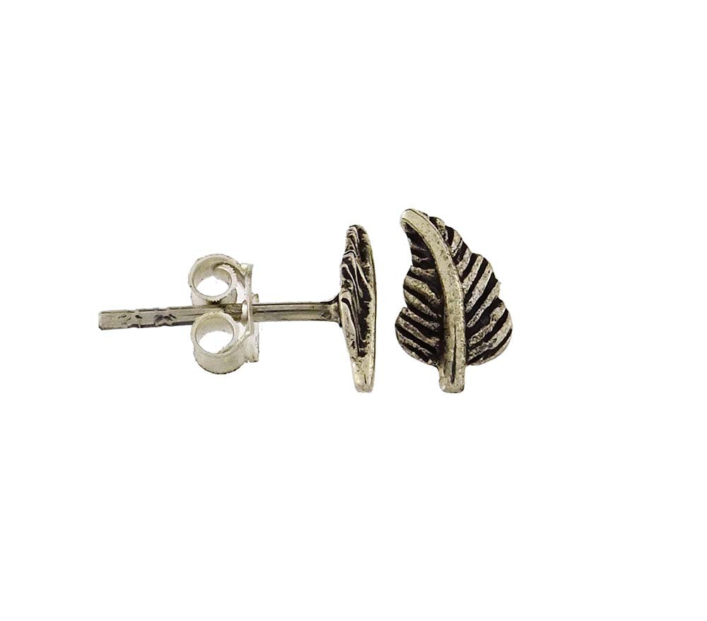 Silver stud earring fern