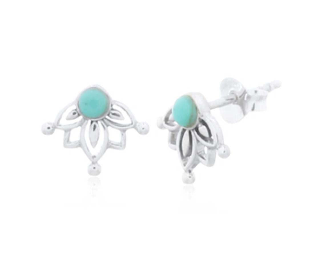 Earring Stud Turquoise Flower
