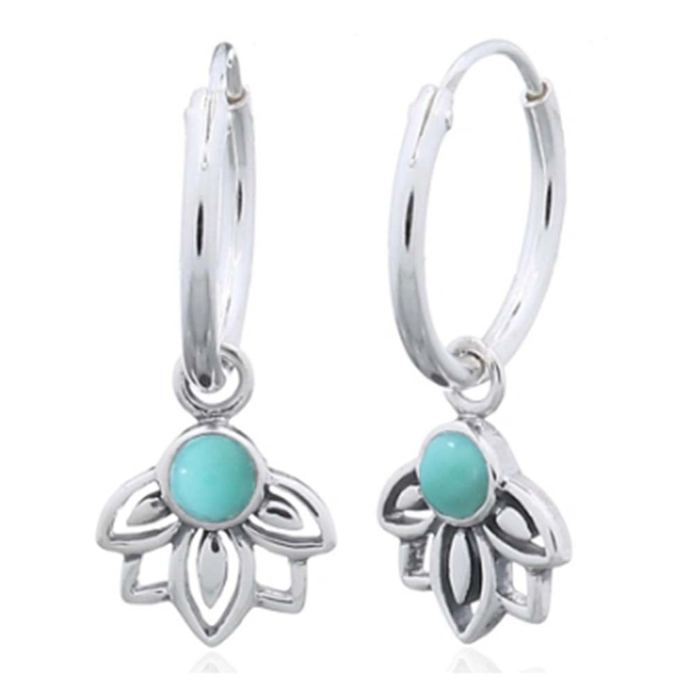 Earring Dainty Lotus turquoise