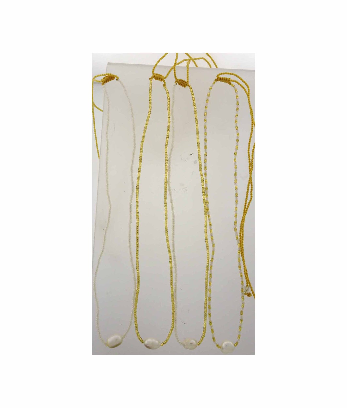 Pearl & Glass Beads Necklace Gold Pack of 3