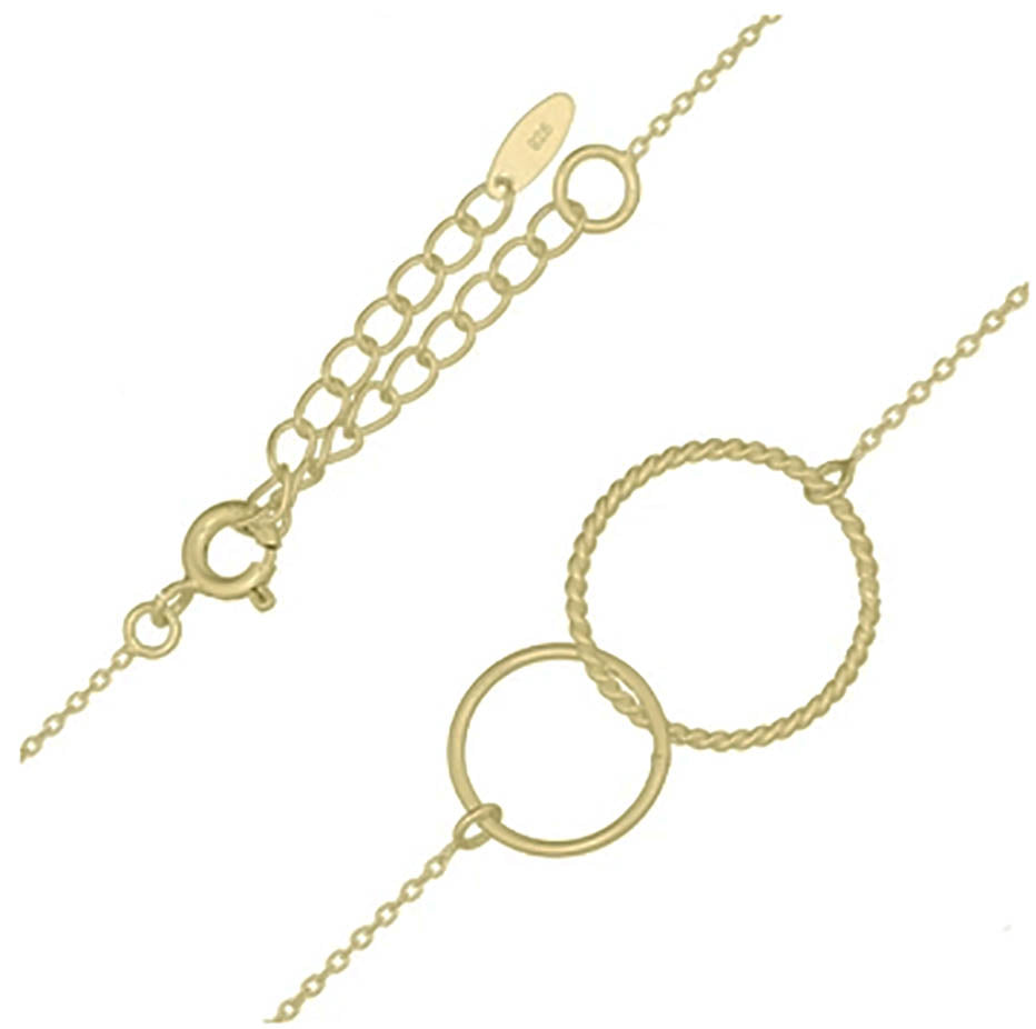 Necklace Gold Plated stg silver double ring 1 micron GP + E coat SALE