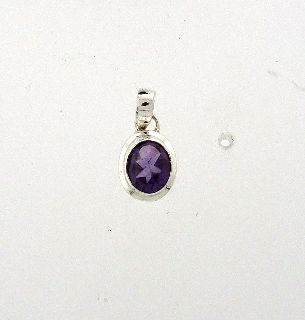 PA104 Amethyst Faceted 10x8 Oval Pendant