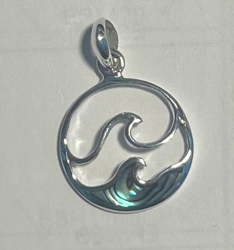 NZ Paua Wave Pendant 17cm
