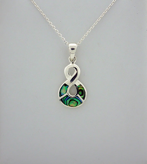 Paua Pendant figure eight & sterling silver 22x10mm