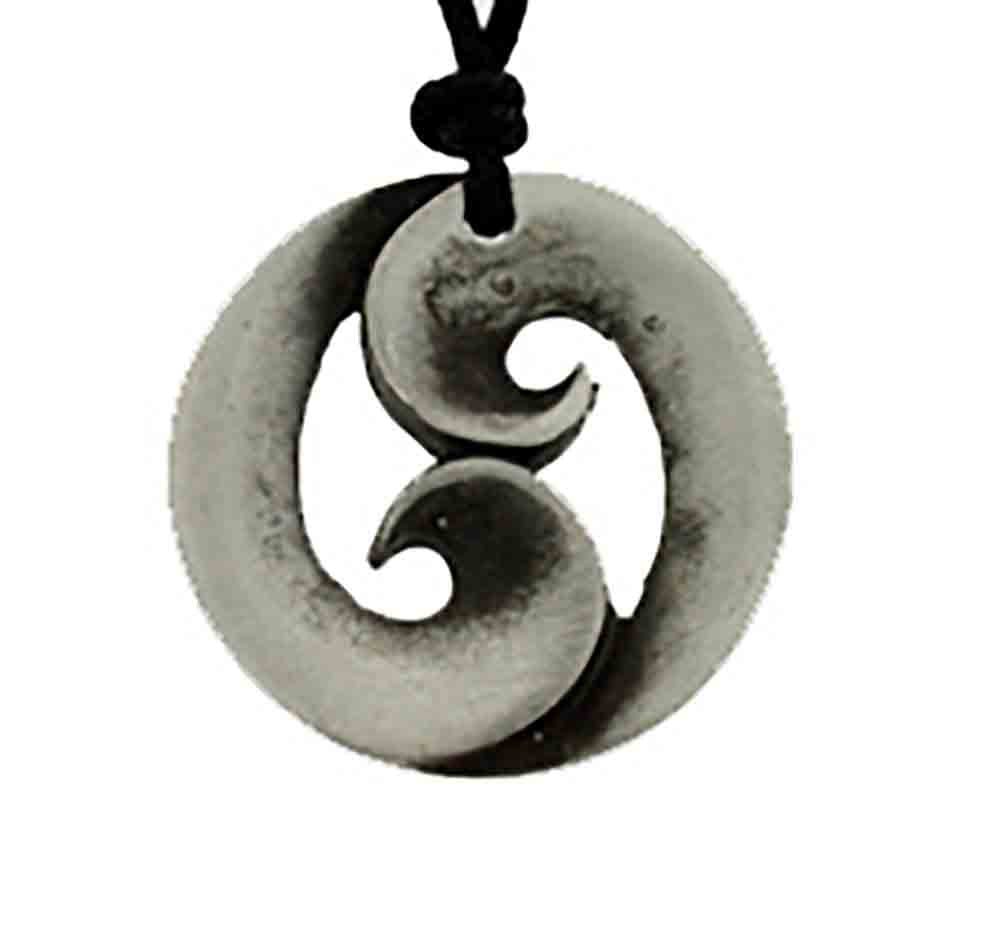 Pendant pewter double koru