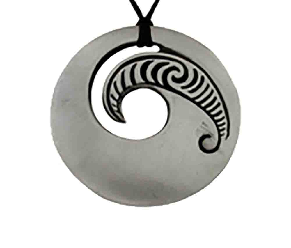 Pendant pewter circle koru
