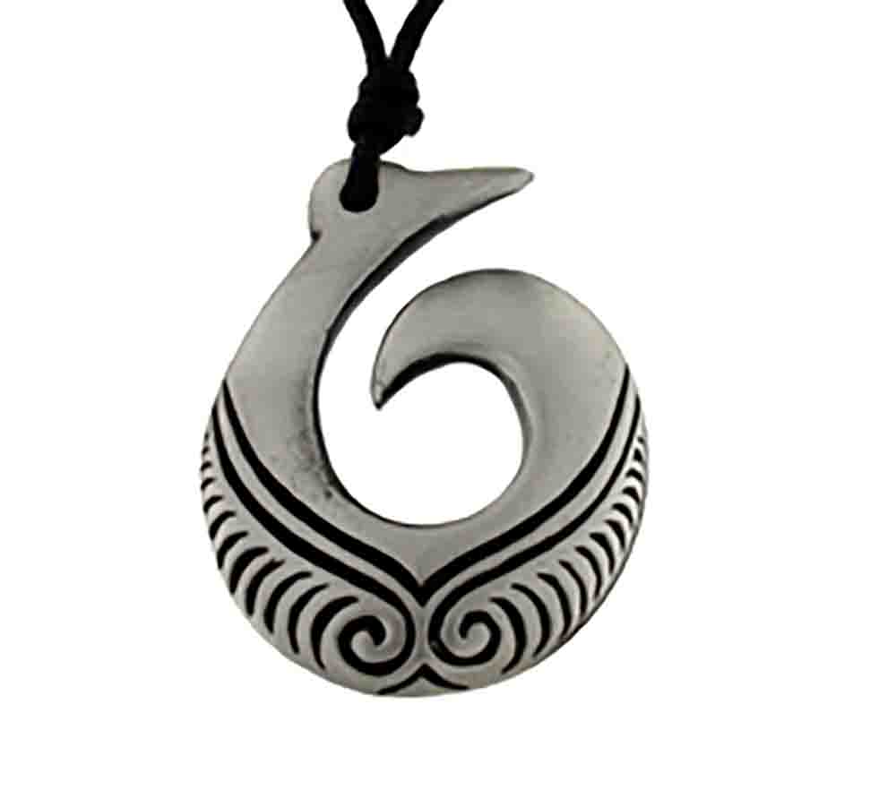 Pendant pewter hook carved