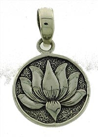 Pend Lotus Flower disc stg silver 15mm SALE