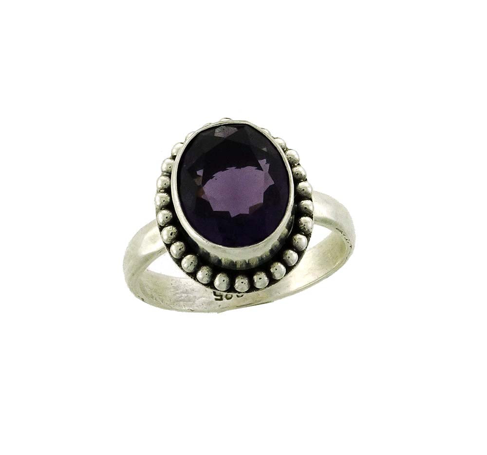 RA101L Amethyst 12x9mm Faceted Ring
