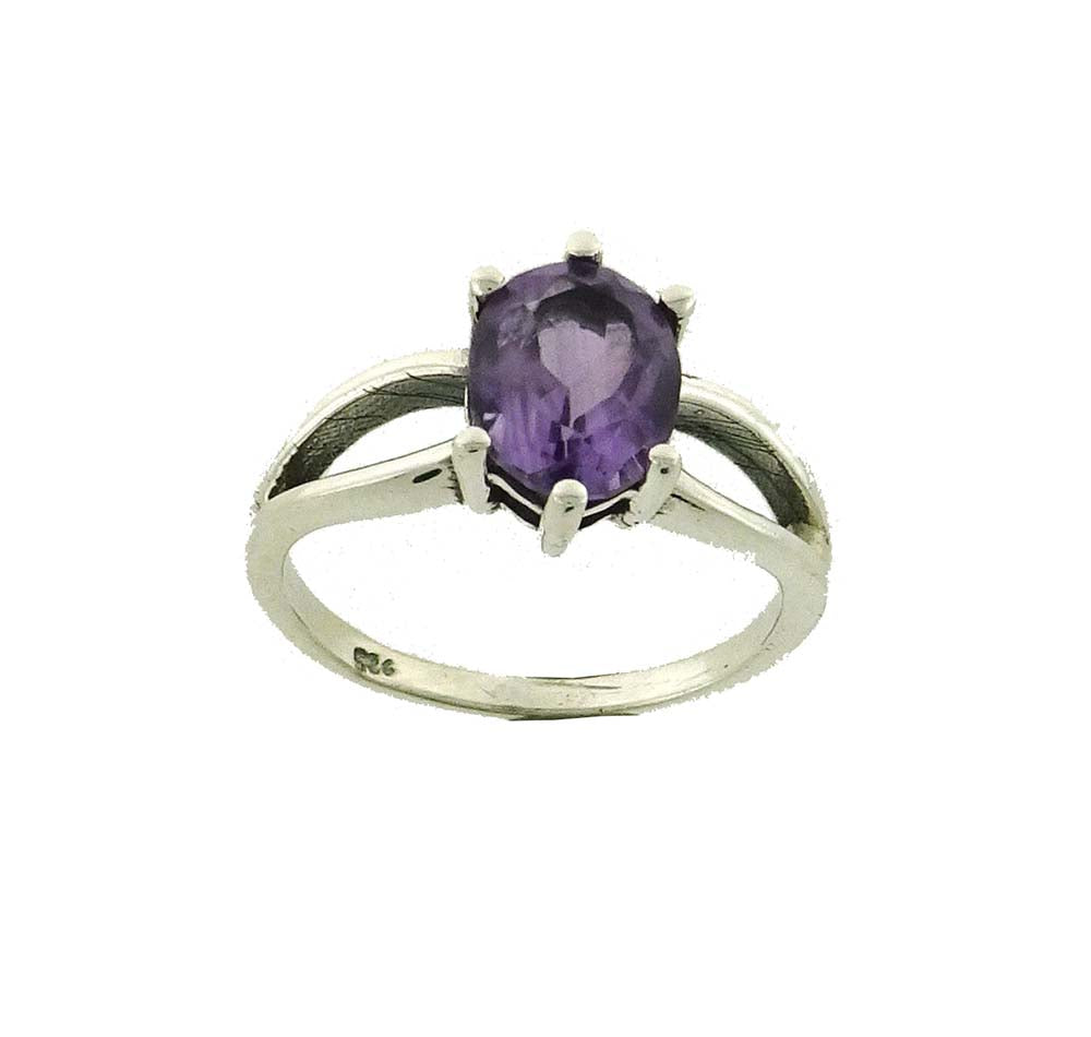 RA565 Amethyst Faceted 10x8mm Ring