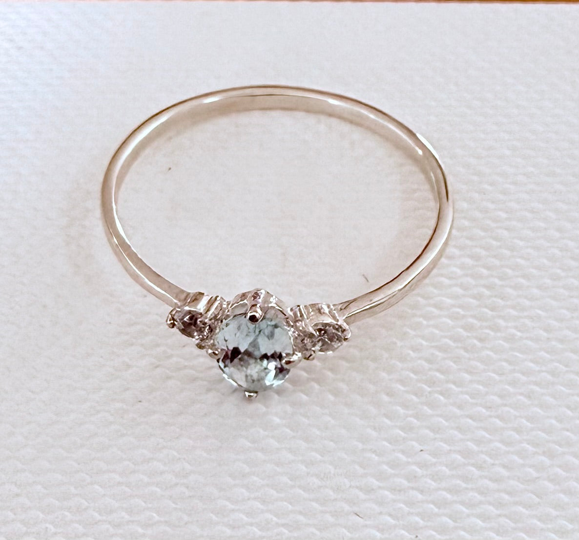 RBT100S Blue Topaz Facet 6x4mm & CZ Ring