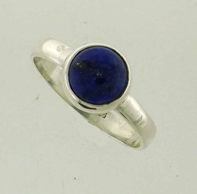 Lapis 8mm round cabochon sterling silver ring medium SALE