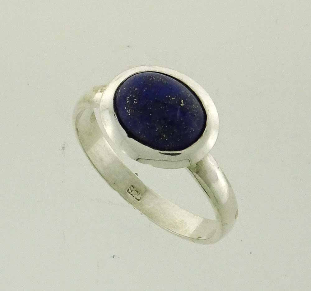 Lapis 8x10mm oval cabachon stg silver ring (large) SALE