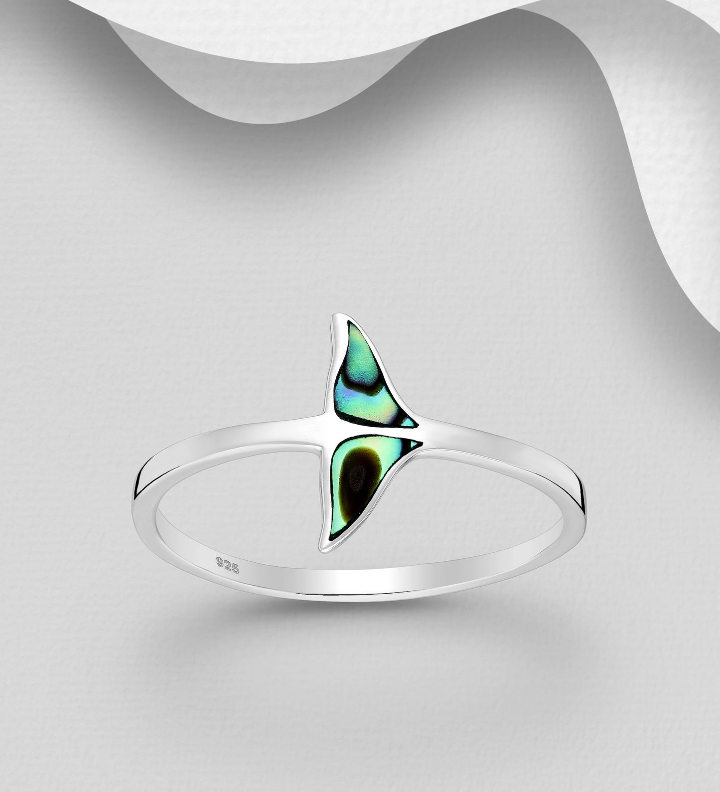N Z Paua whale Tail & Stg Silv